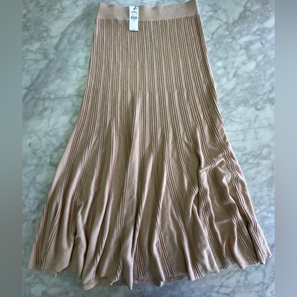 Metallic Ribbed High Waisted Fit and Flare Midi Skirt - Picture 8 of 8